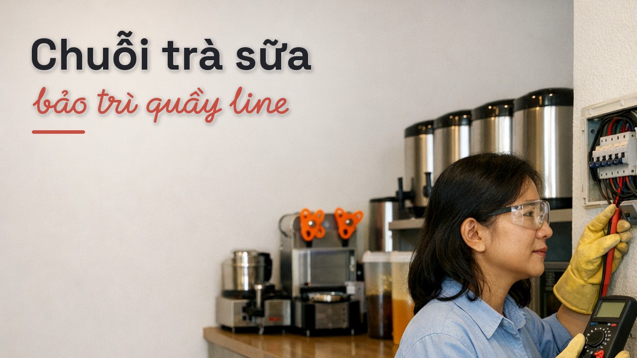 Dịch vụ bảo trì chuỗi cửa hàng trà sữa: Điện, nước lọc, quầy line
