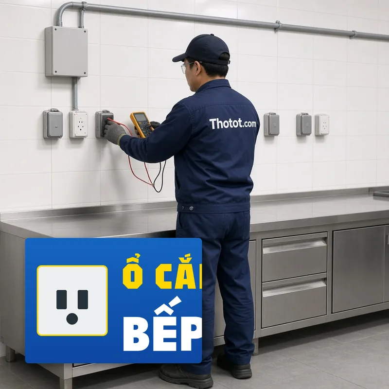 Lắp ổ cắm, đường điện riêng bếp nhà hàng