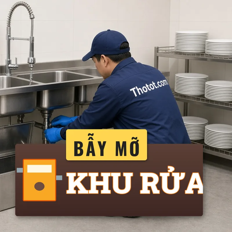 Lắp, sửa bẫy mỡ, chậu rửa khu rửa bát nhà hàng