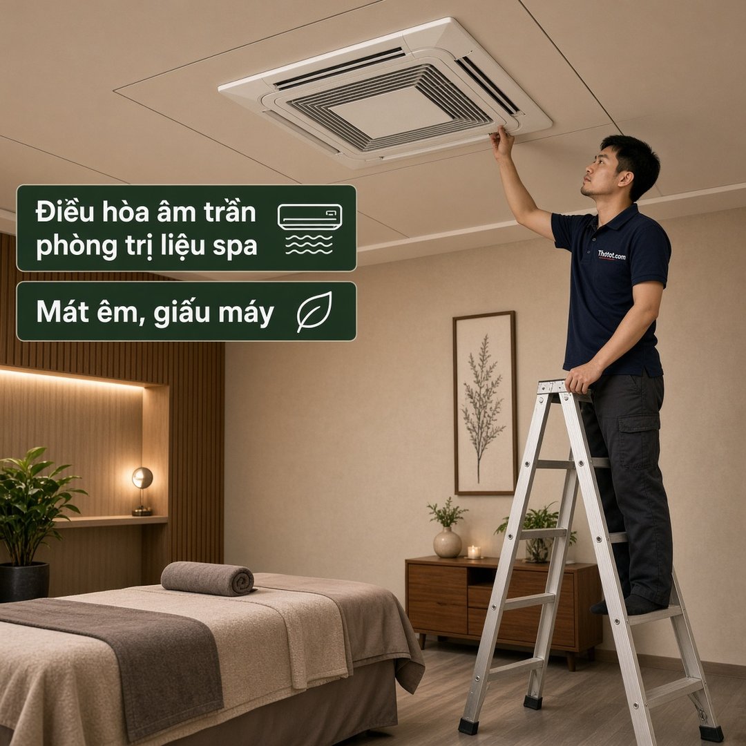 Lắp điều hòa âm trần phòng trị liệu spa