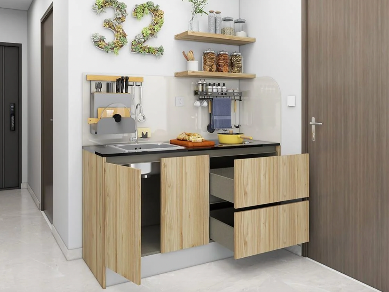 Làm tủ bếp dưới căn hộ