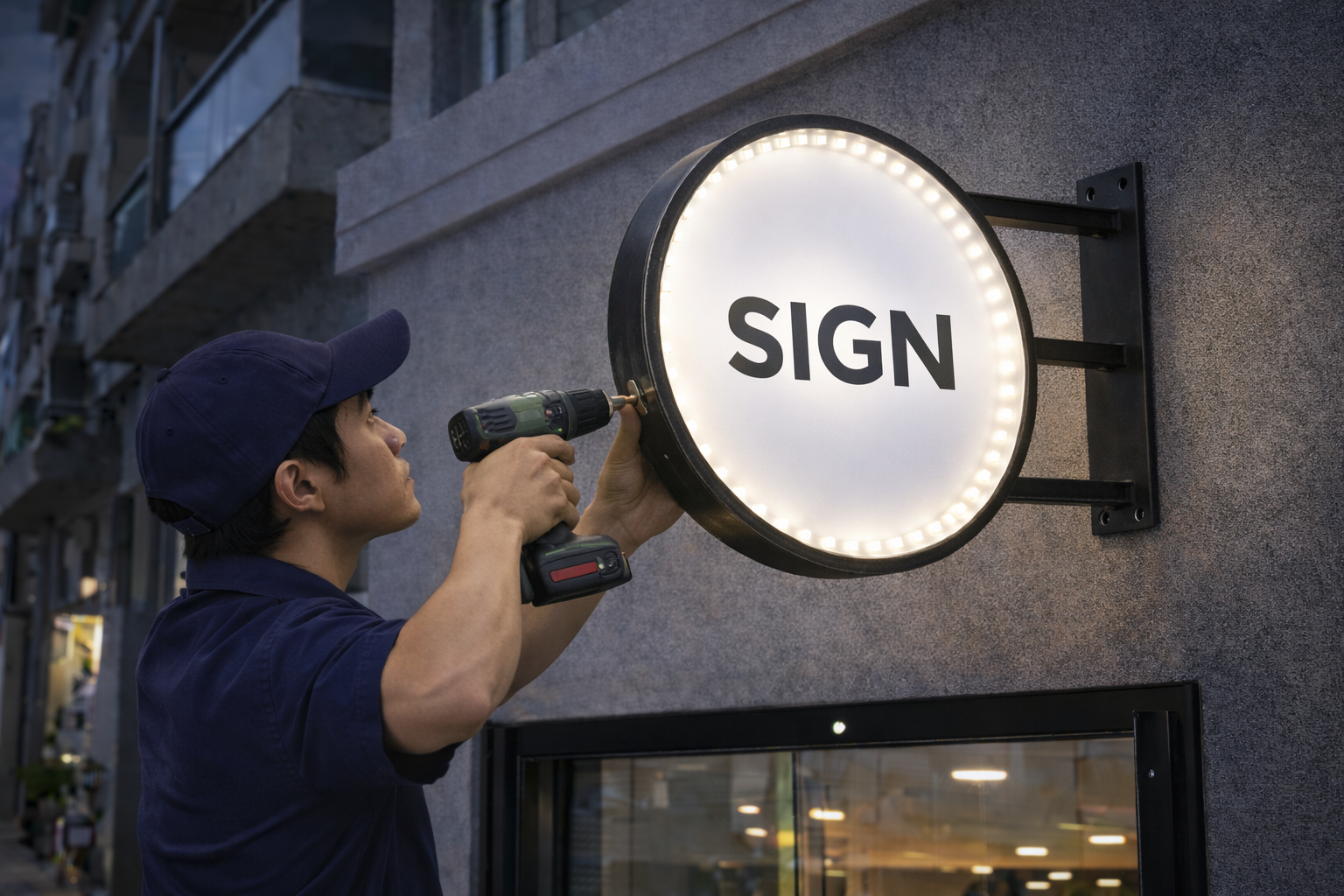 Lắp đặt bảng hiệu vẫy gắn tường chắc chắn, nổi bật