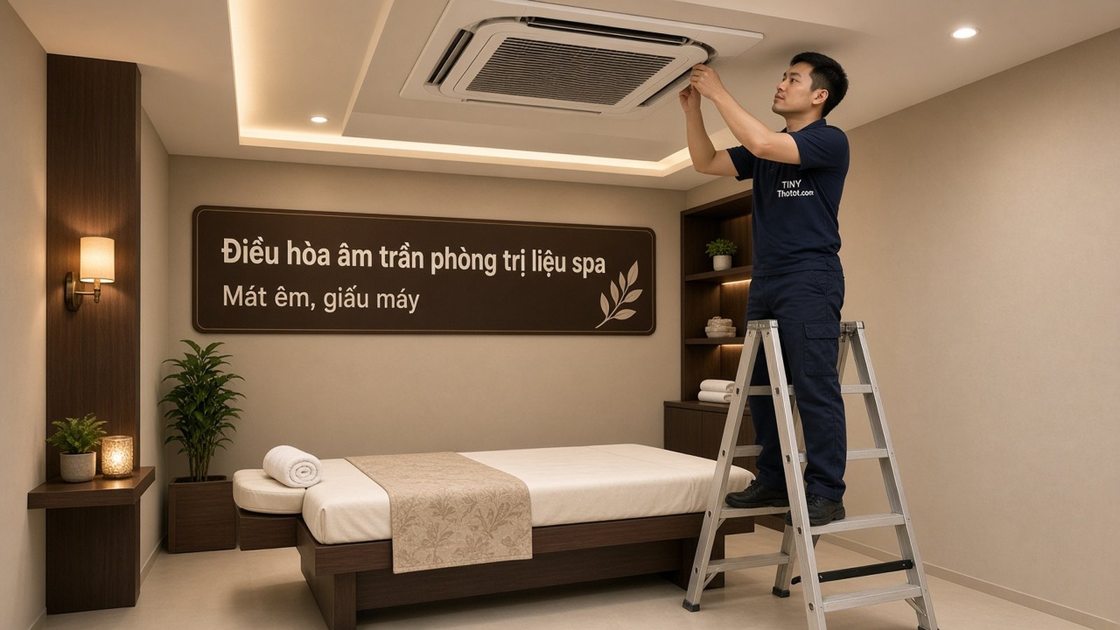 Lắp điều hòa âm trần phòng trị liệu spa
