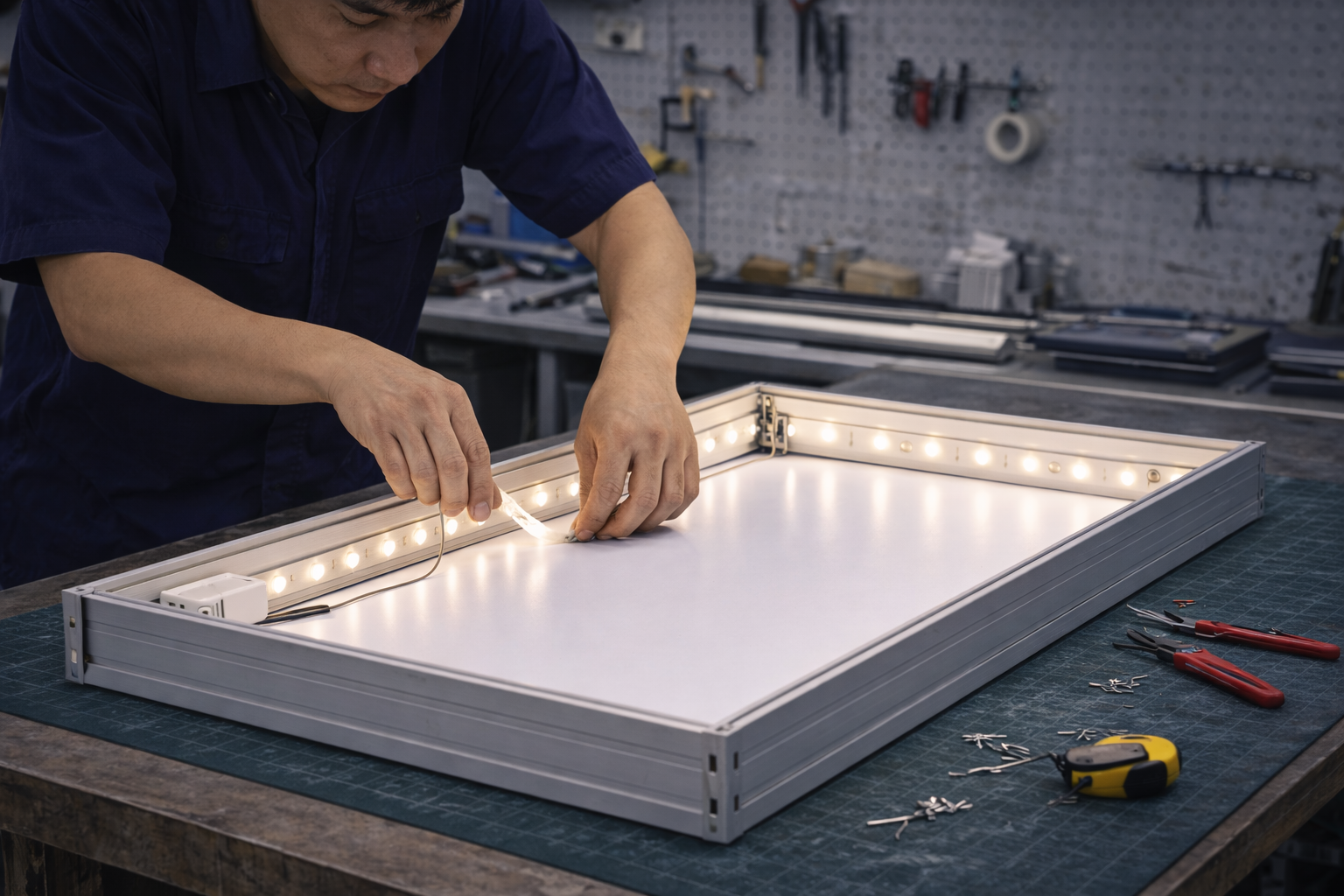 Lắp hệ thống đèn LED bên trong hộp đèn – Sáng đều, bền