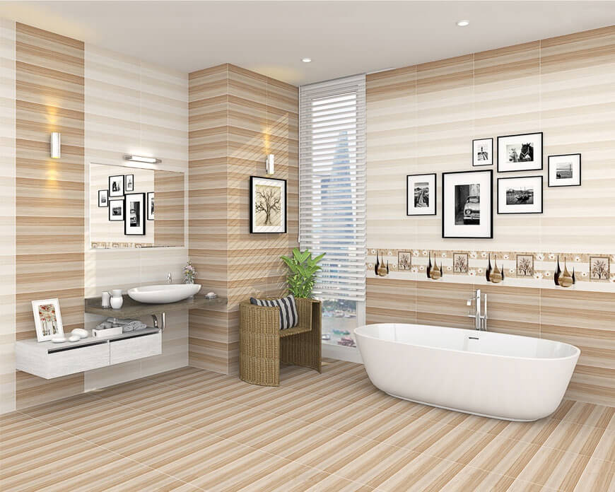 Ốp gạch tường nhà tắm căn hộ