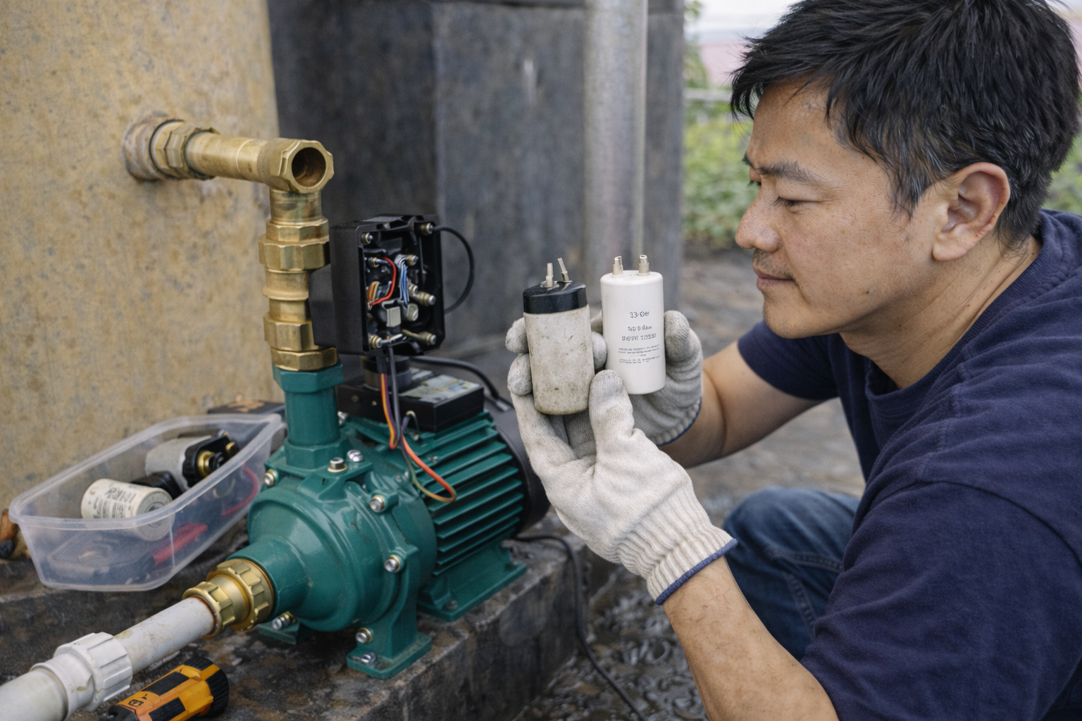 Thay tụ điện – linh kiện máy bơm