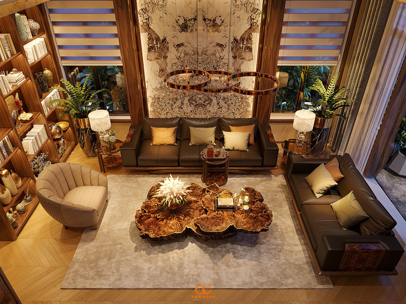 Thi công nội thất phòng khách biệt thự