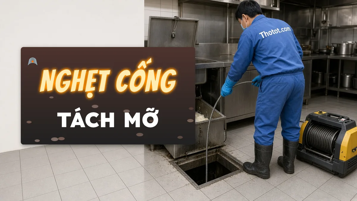 Xử lý nghẹt cống, bể tách mỡ bếp nhà hàng