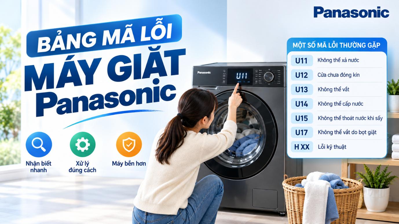 Bảng mã lỗi máy giặt Panasonic thường gặp và cách khắc phục hiệu quả