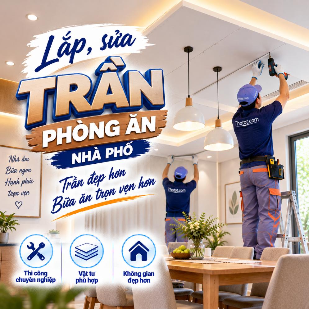 Lắp, sửa trần phòng ăn nhà phố