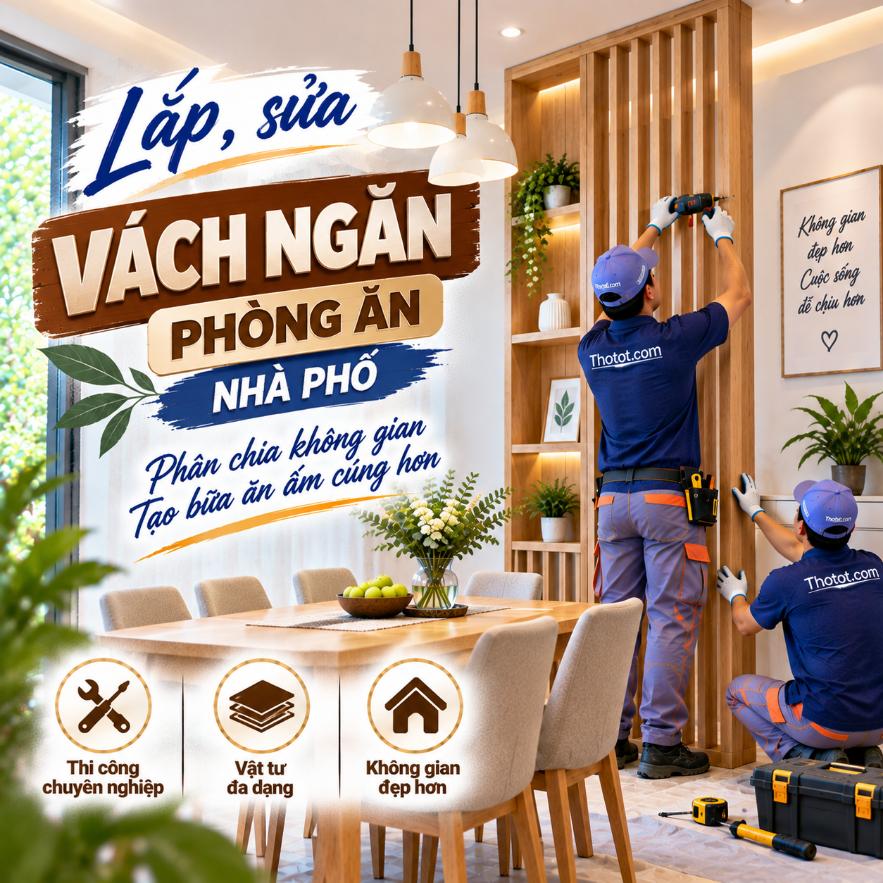 Lắp, sửa vách ngăn phòng ăn nhà phố