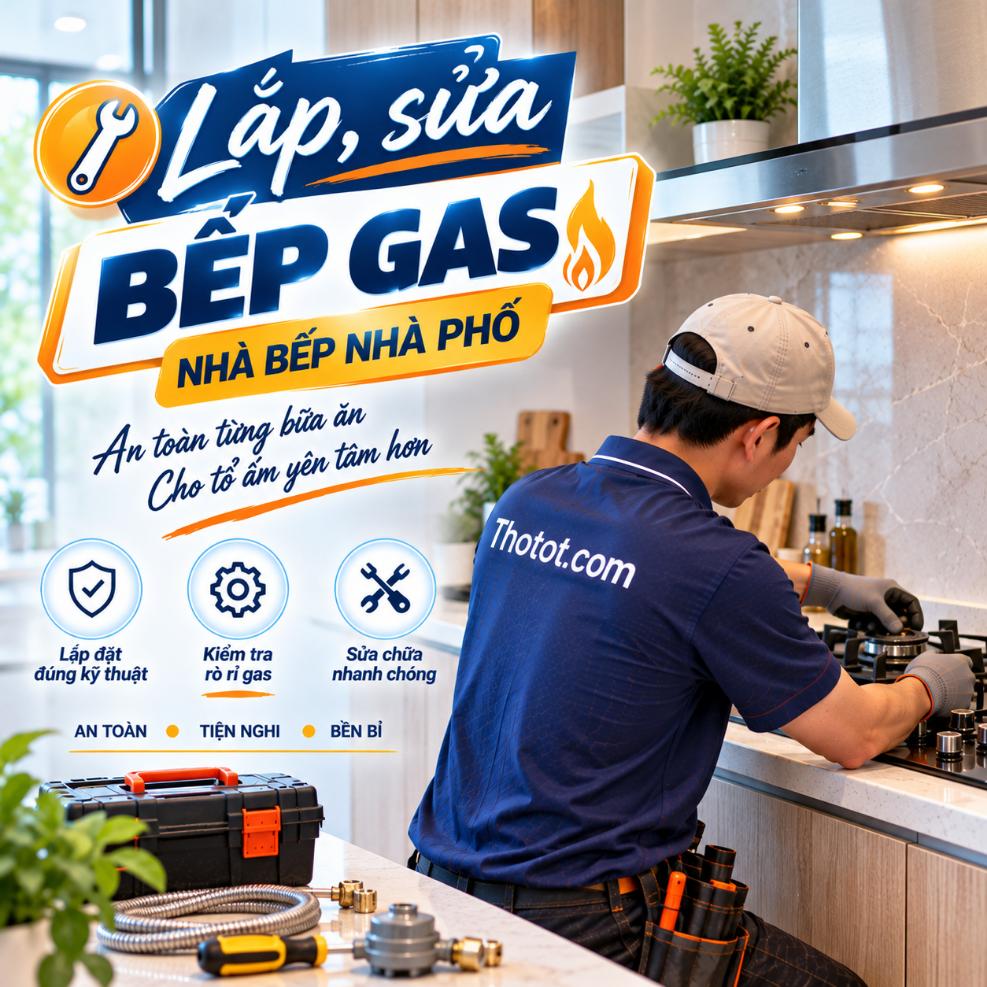 Lắp, sửa bếp gas nhà bếp nhà phố