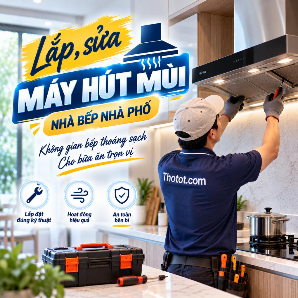 Lắp, sửa máy hút mùi nhà bếp nhà phố