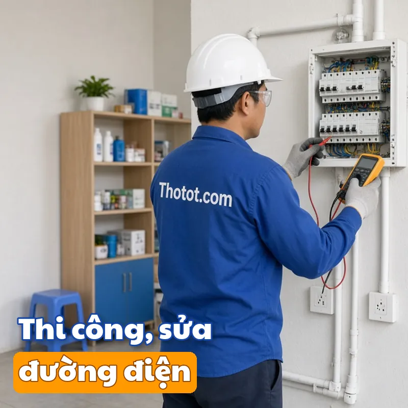 Thi công, sửa đường điện cửa hàng