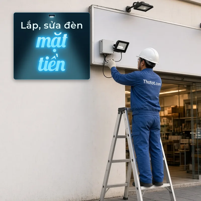 Lắp, sửa đèn chiếu sáng mặt tiền cửa hàng