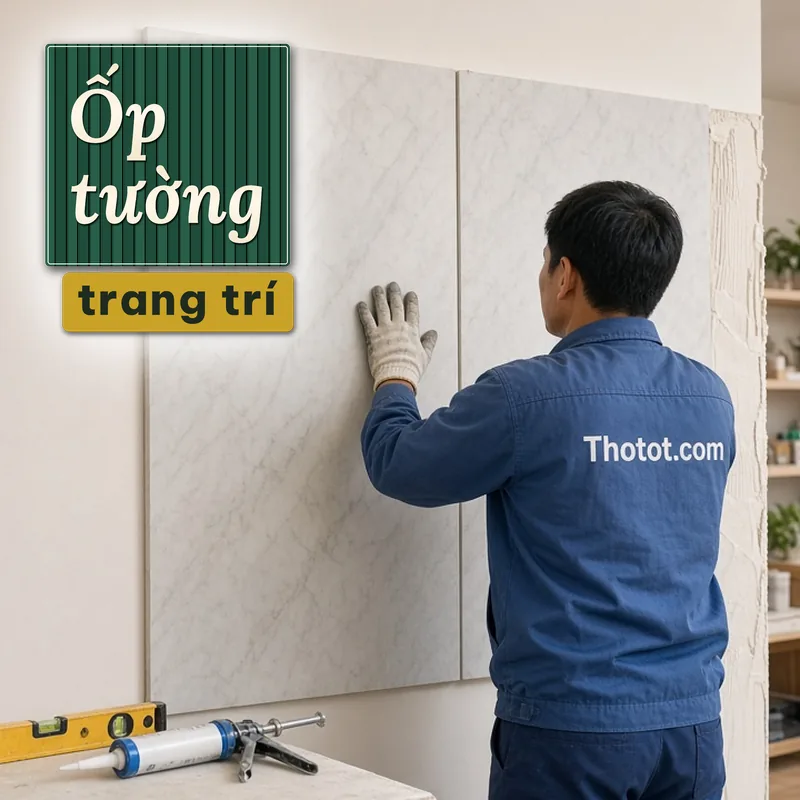Ốp tường trang trí khu trưng bày cửa hàng
