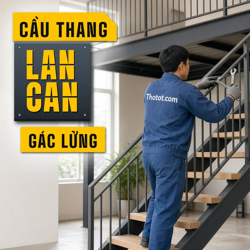Lắp, sửa cầu thang, lan can gác lửng cửa hàng