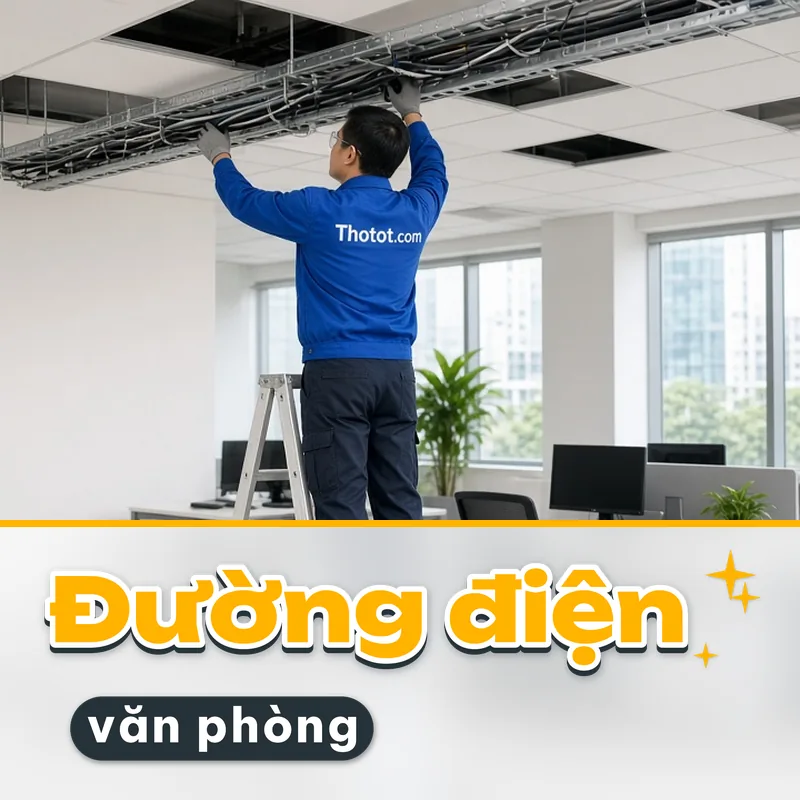 Thi công, sửa đường điện văn phòng