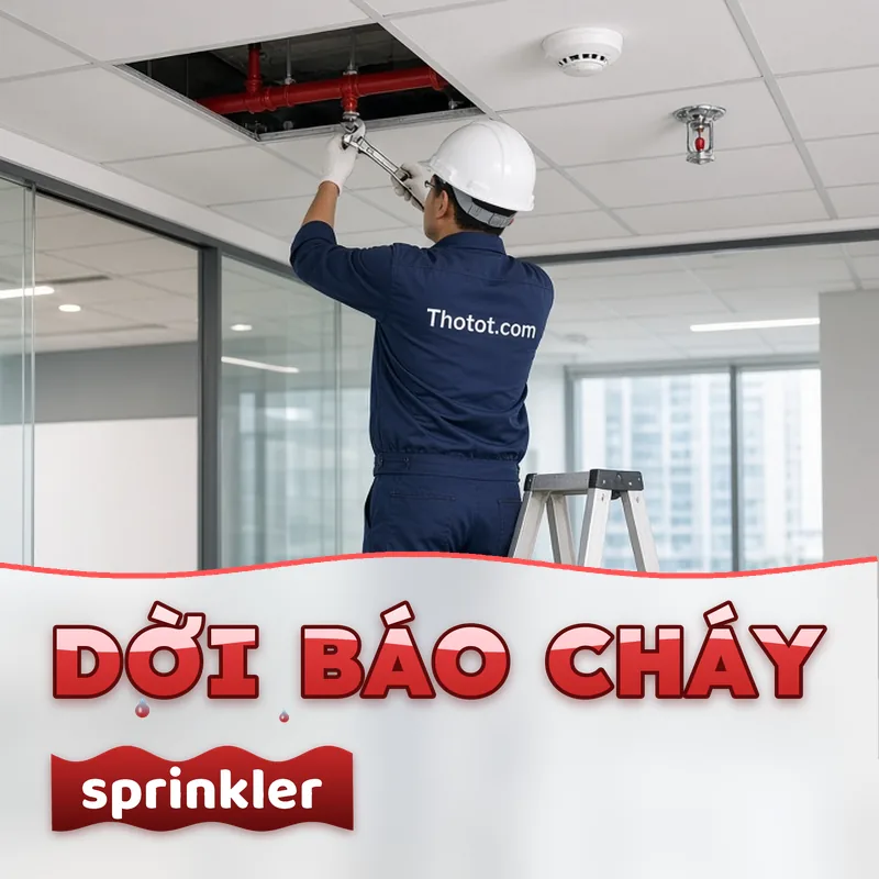 Dời, bổ sung đầu báo cháy, sprinkler văn phòng