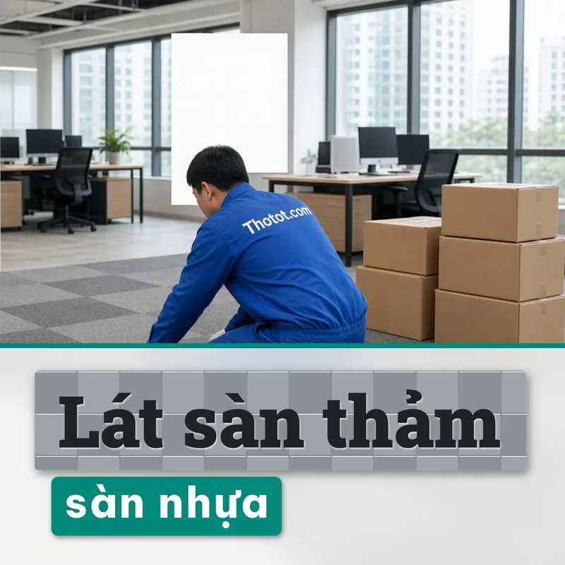 Lát sàn thảm, sàn nhựa khu làm việc văn phòng