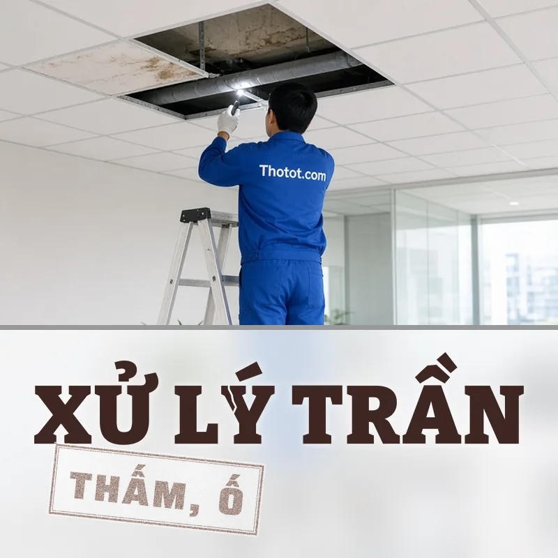 Xử lý trần văn phòng bị thấm, ố