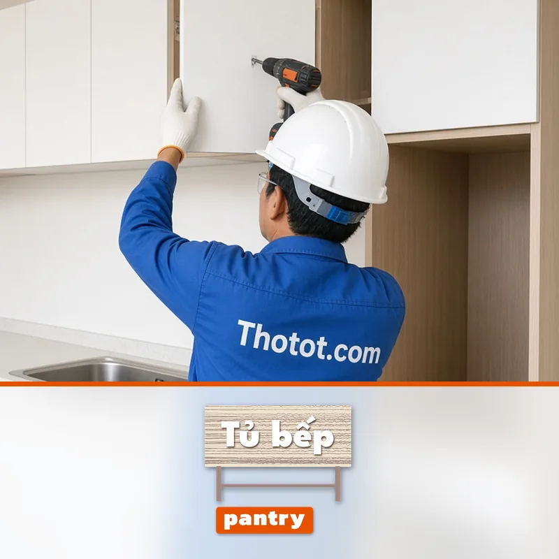 Thi công tủ bếp pantry văn phòng