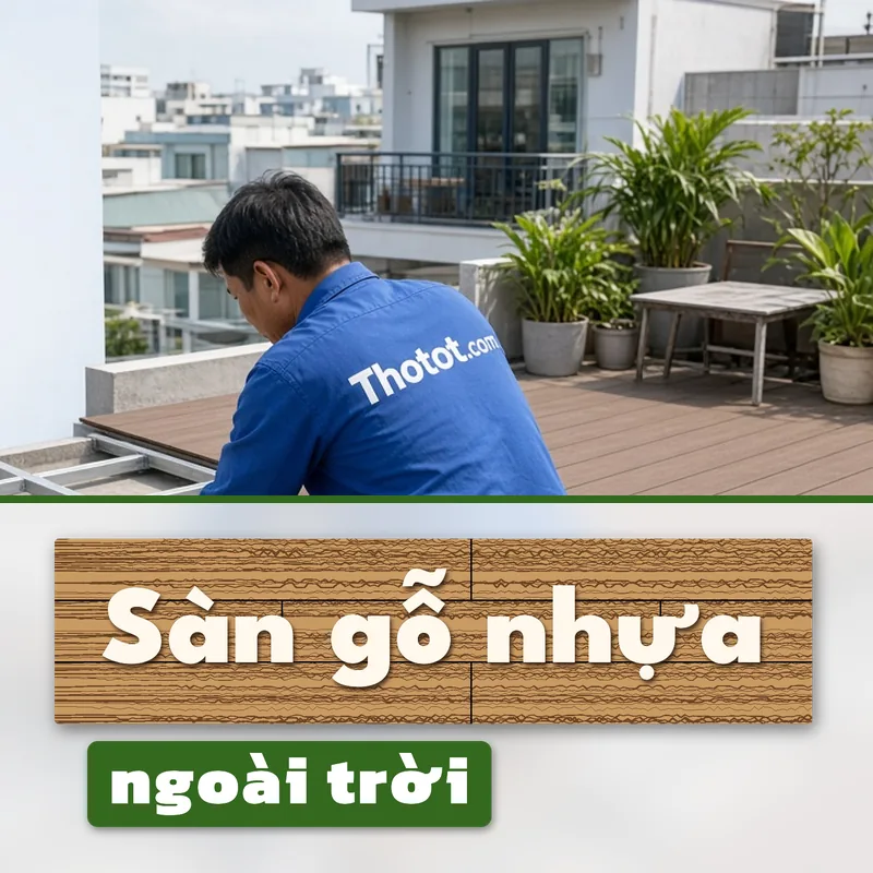 Lát sàn gỗ nhựa khu ngoài trời văn phòng
