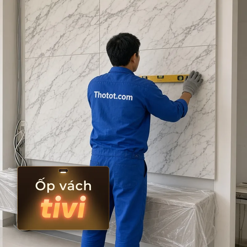Ốp vách tivi phòng khách căn hộ chung cư