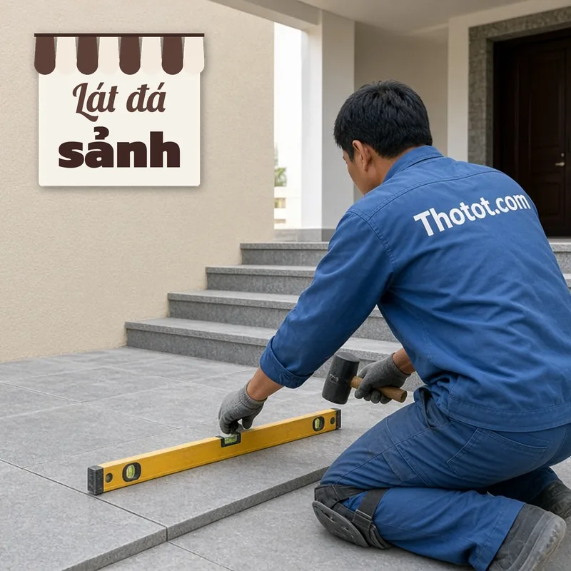 Lát đá sảnh vào biệt thự