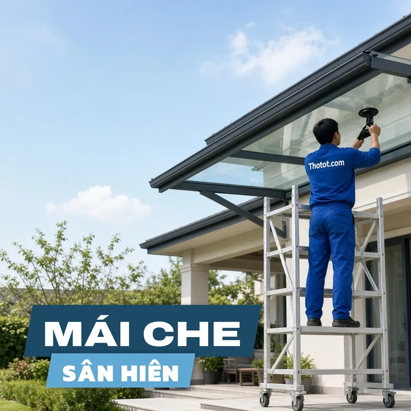 Lắp mái che sân hiên biệt thự