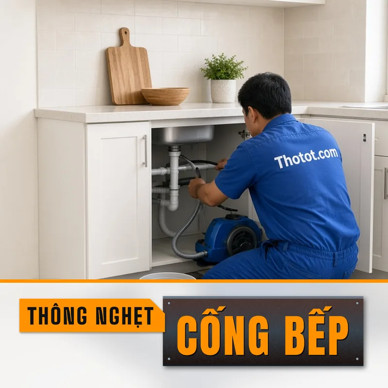 Xử lý nghẹt cống bếp biệt thự
