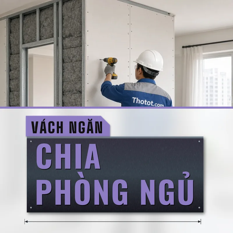 Làm vách ngăn chia phòng ngủ căn hộ chung cư