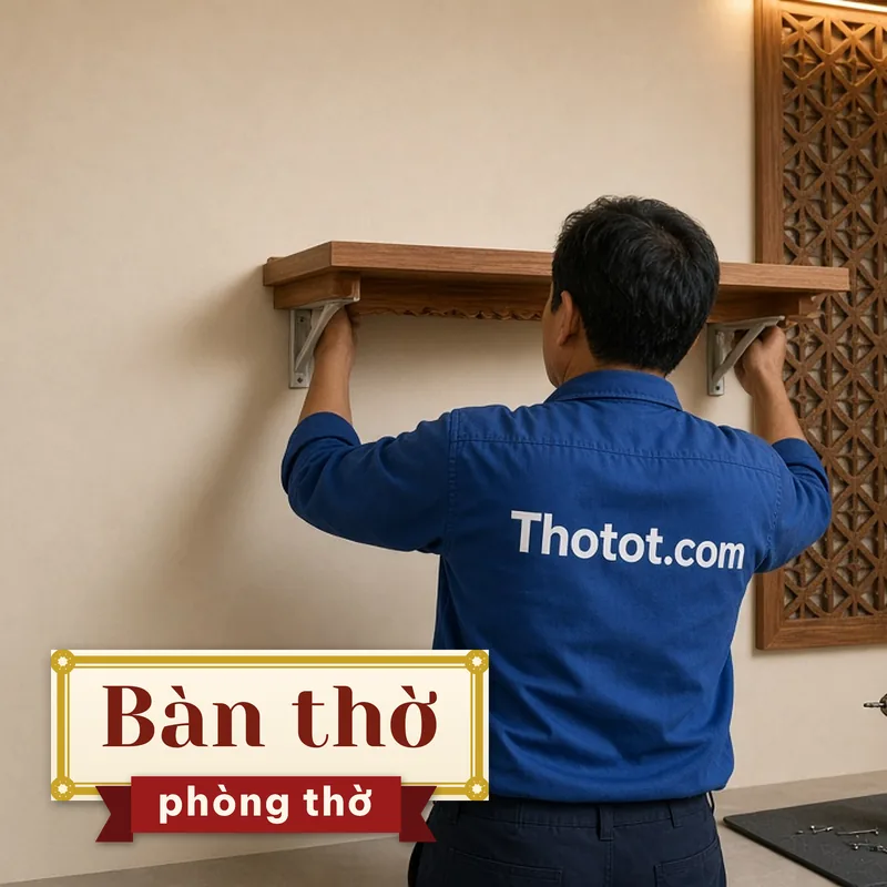 Ốp gỗ, đóng bàn thờ phòng thờ biệt thự