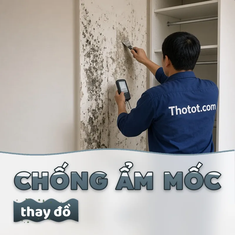 Xử lý phòng thay đồ biệt thự bị ẩm mốc