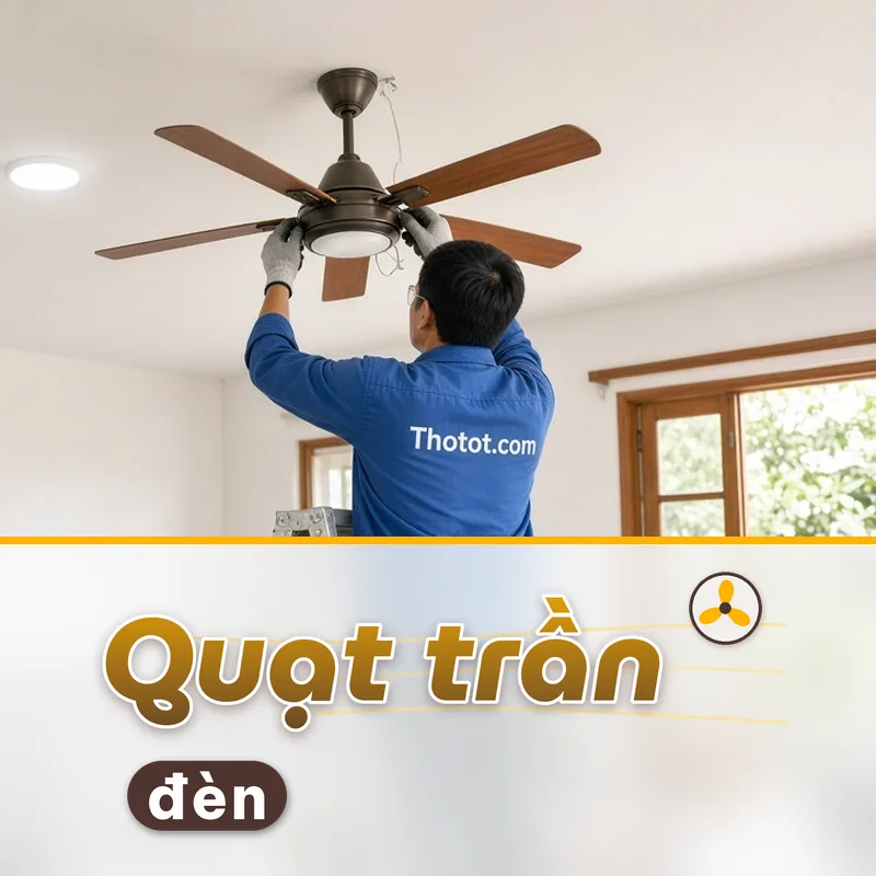 Lắp, sửa quạt trần, đèn phòng khách nhà cấp 4
