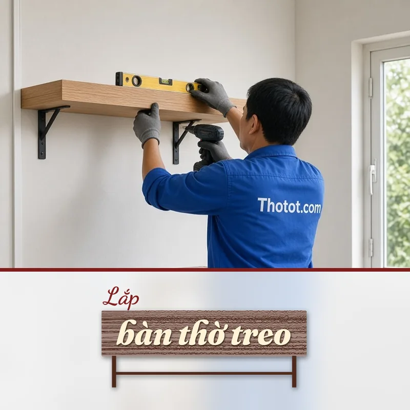 Lắp bàn thờ treo phòng thờ nhà cấp 4