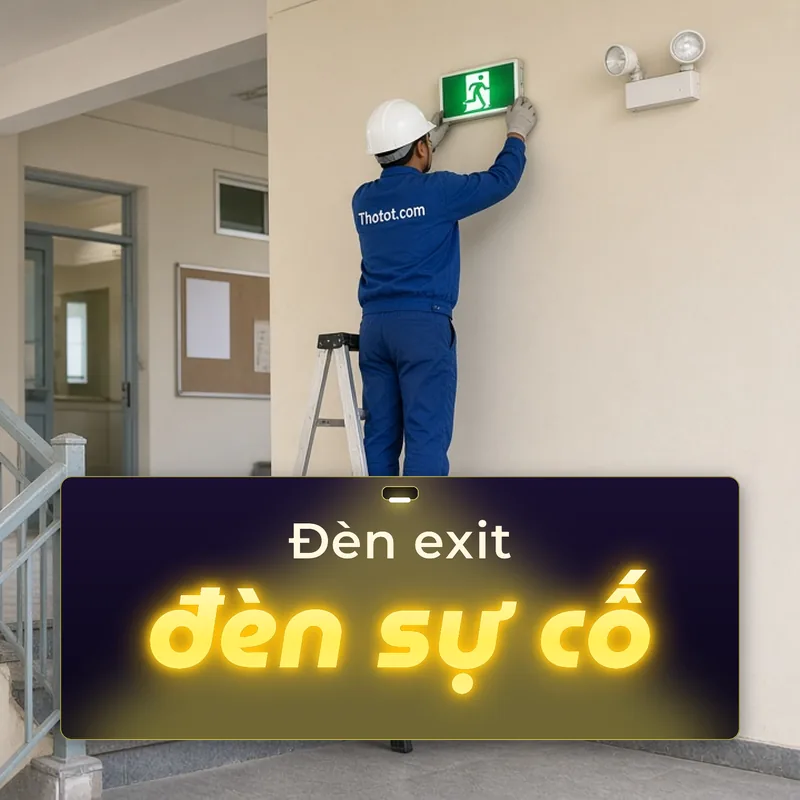 Lắp, sửa đèn exit, đèn sự cố trường học