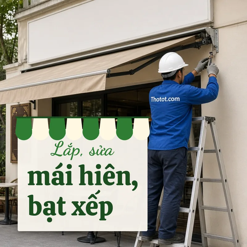 Lắp, sửa mái hiên, bạt xếp quán café