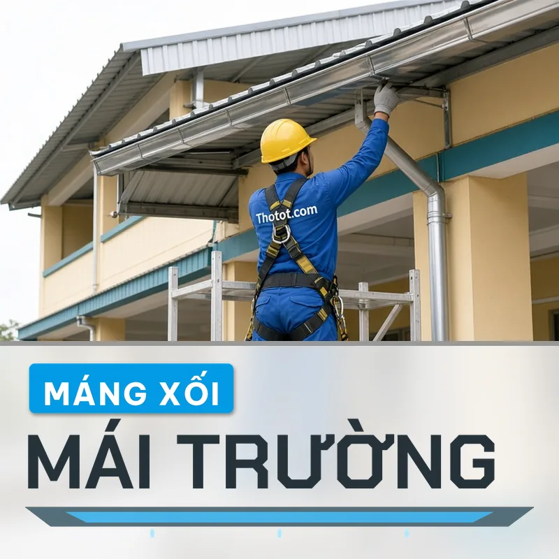 Lắp, sửa máng xối mái trường học