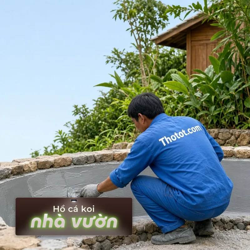 Xây, cải tạo hồ cá koi nhà vườn