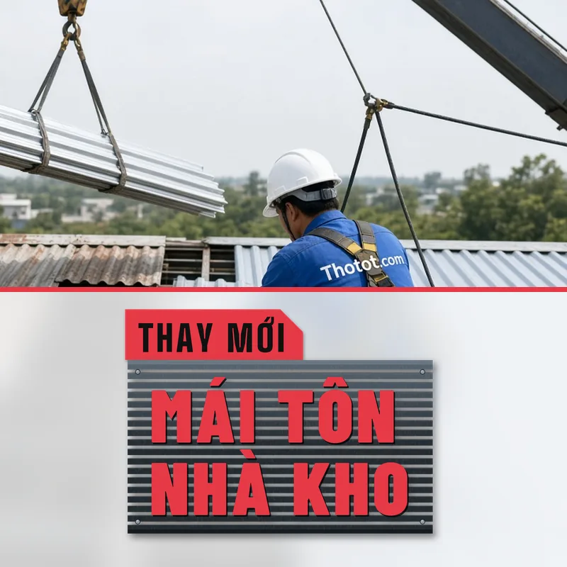 Thay mái tôn nhà kho