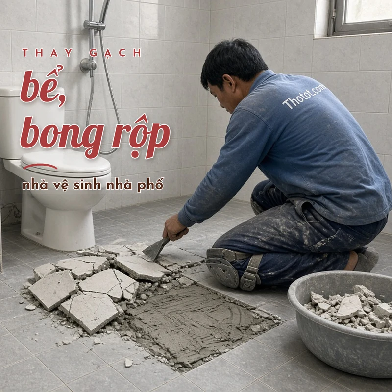 Thay gạch bể, bong rộp nhà vệ sinh nhà phố