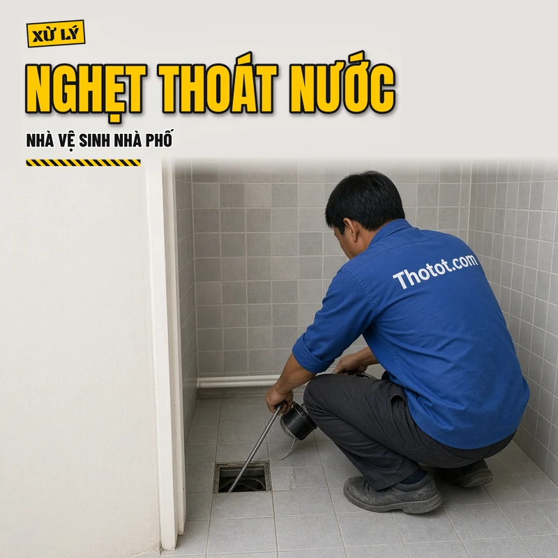 Xử lý nghẹt thoát nước nhà vệ sinh nhà phố