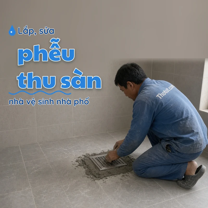 Lắp, sửa phễu thu sàn nhà vệ sinh nhà phố