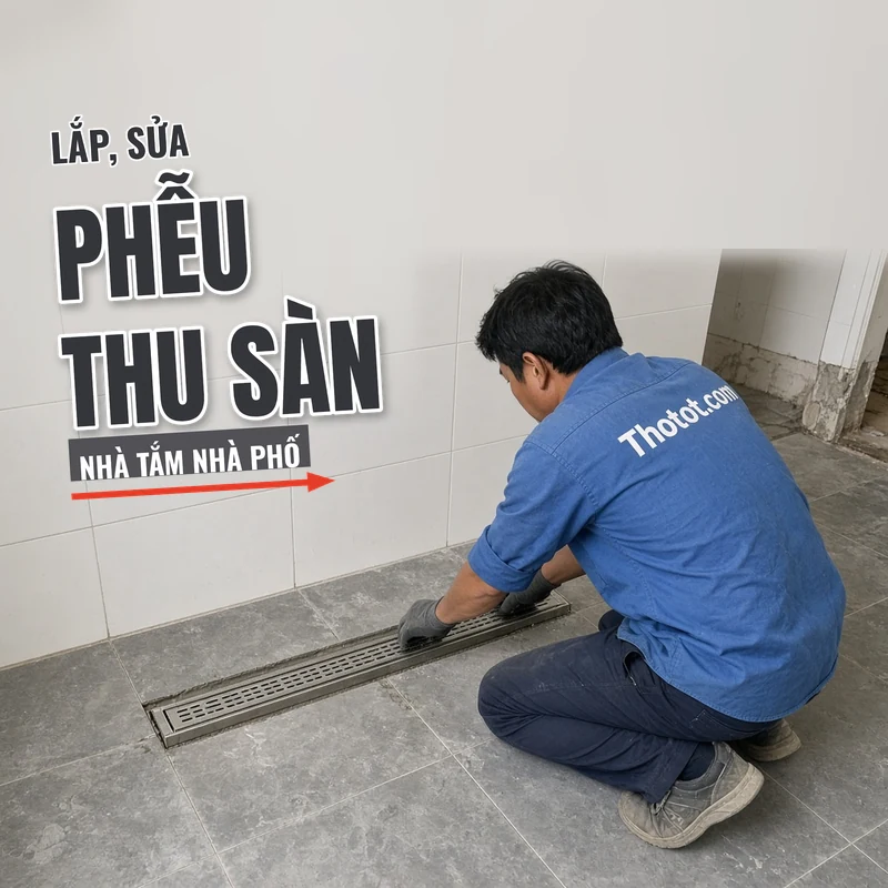 Lắp, sửa phễu thu sàn nhà tắm nhà phố