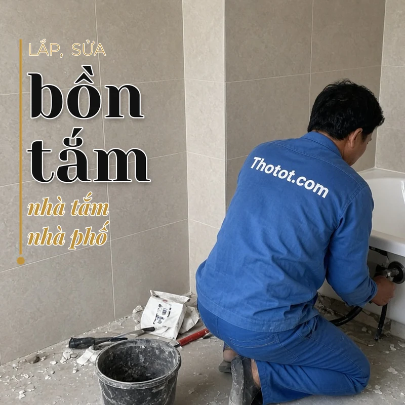 Lắp, sửa bồn tắm nhà tắm nhà phố
