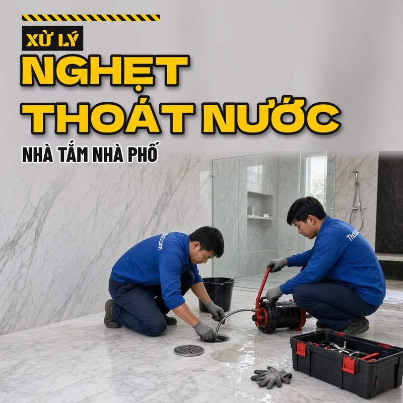 Xử lý nghẹt thoát nước nhà tắm nhà phố
