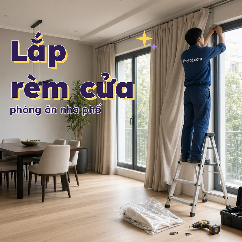 Lắp rèm cửa phòng ăn nhà phố