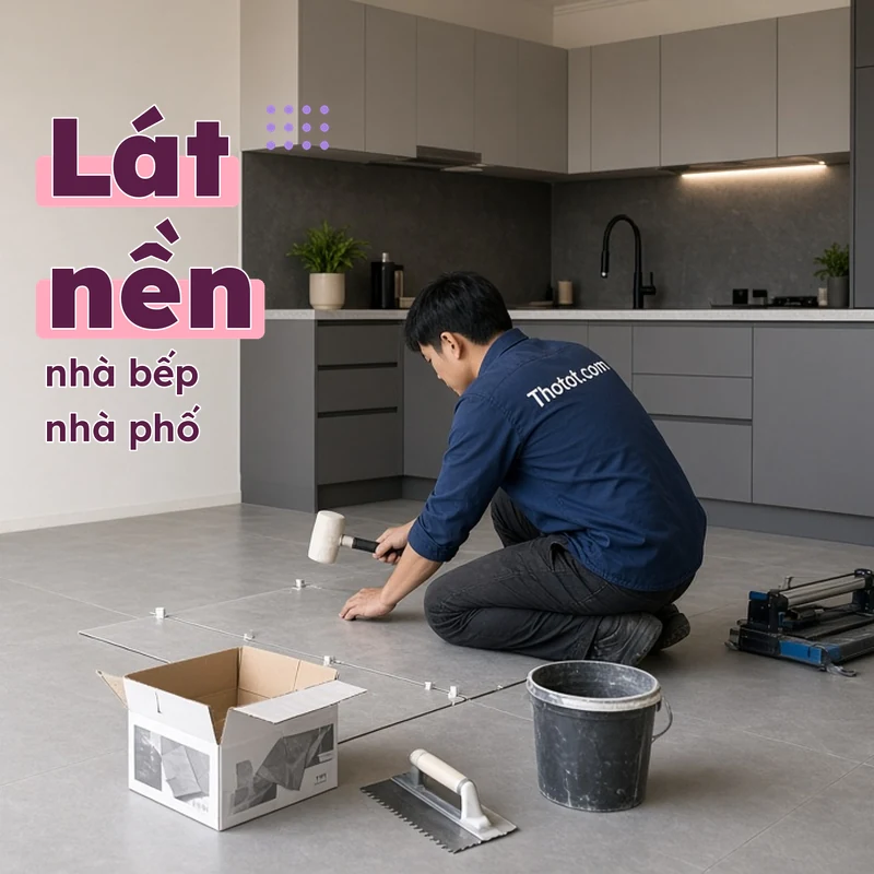 Lát nền nhà bếp nhà phố