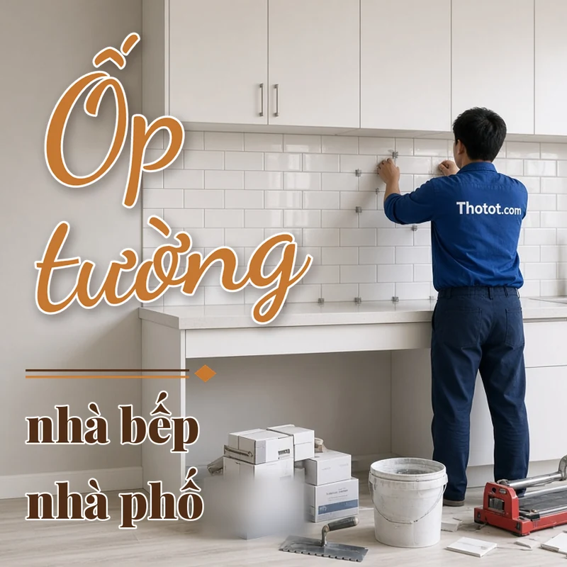 Ốp tường nhà bếp nhà phố